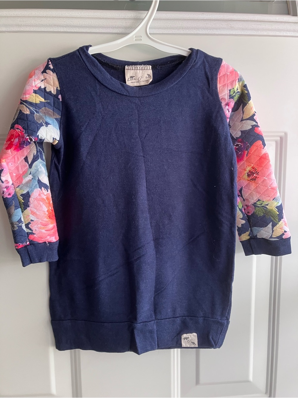Bear & Roo navy pink floral sweater 3T